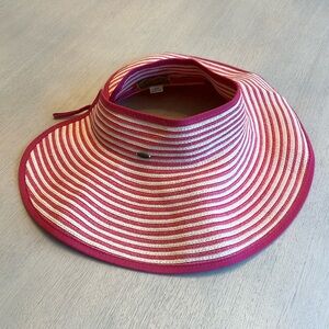 Scala Collezione Women's Packable Paper Braid Visor Hat Pink OS Adjustable